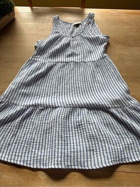 Universal Thread Blue and White Striped Sleeveless Tiered Dress